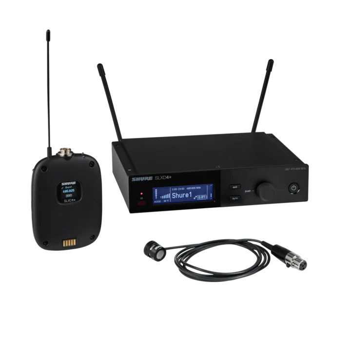 Shure SLXD14+/85M digital wireless bodypack transmitter with WL185m lavalier microphone included