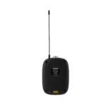 Shure SLXD14D+ dual wireless bodypack transmitter showing control buttons and LCD display detail