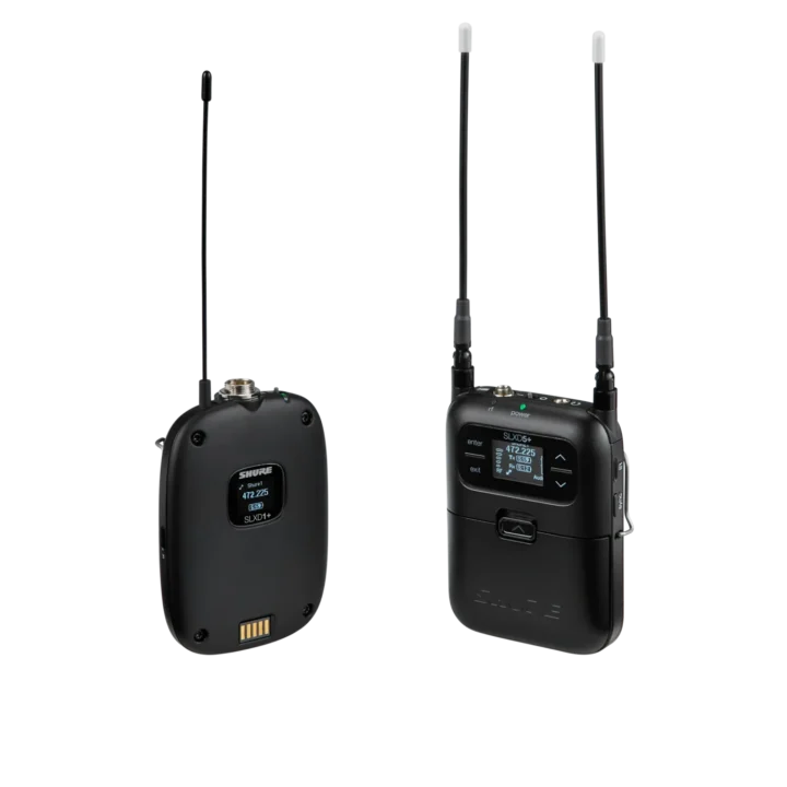 Shure SLXD15+ portable digital wireless microphone system with handheld transmitter and receiver
