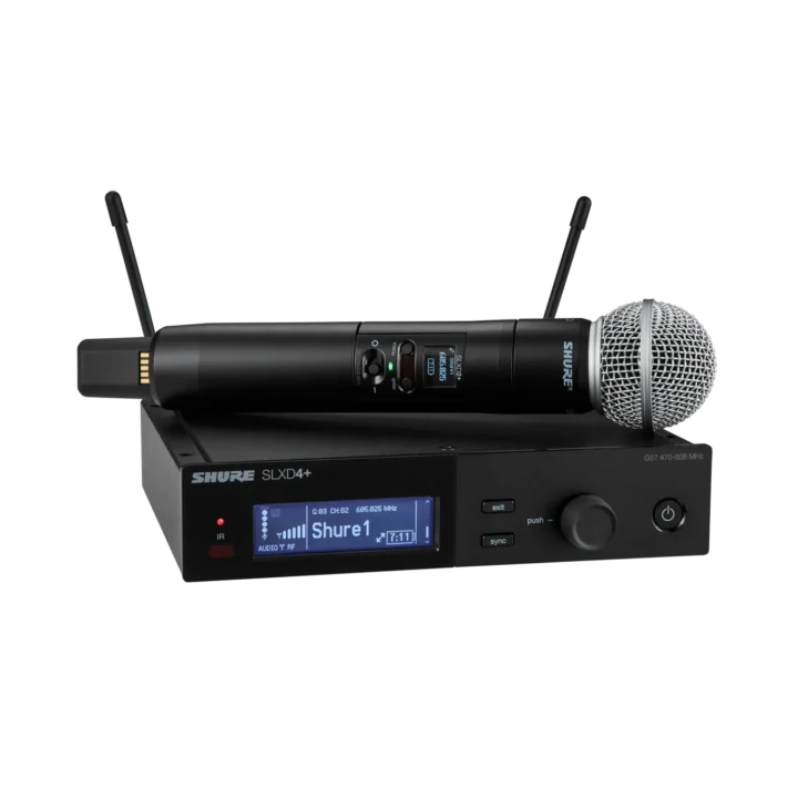 Shure SLXD24+/58 digital wireless handheld microphone system with SM58 capsule and dual-channel receiver