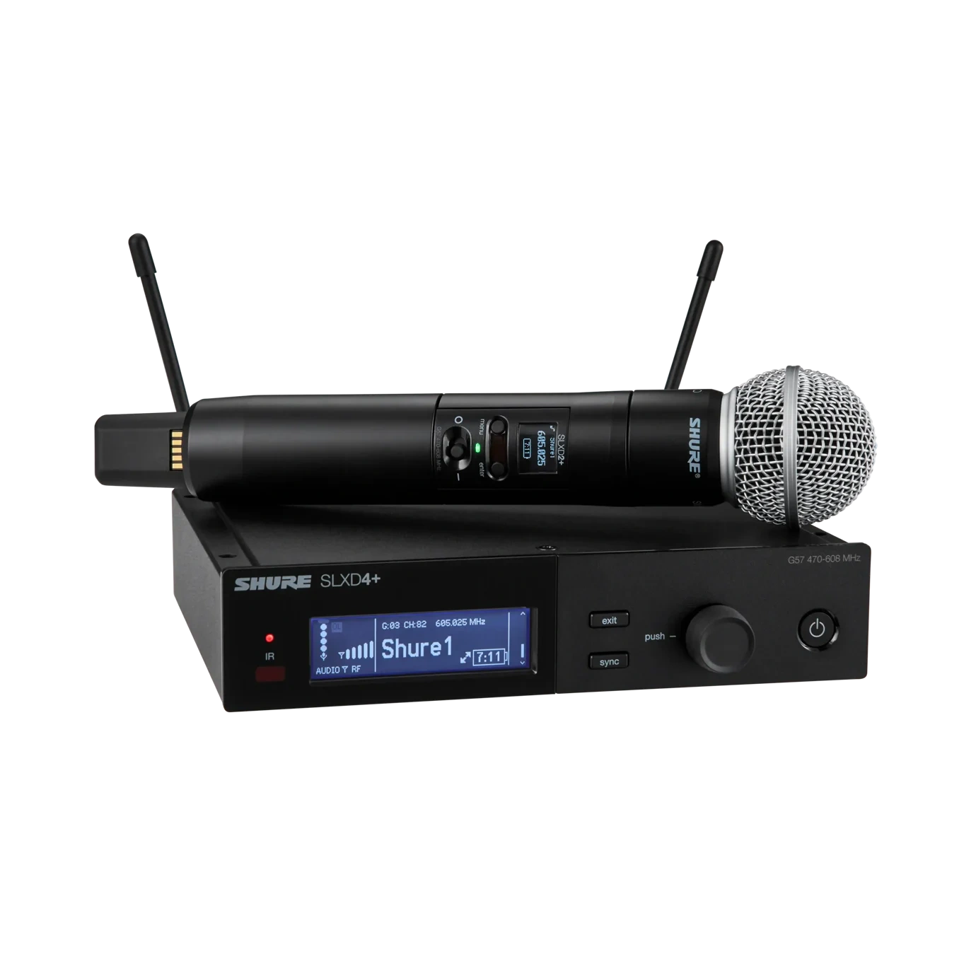 Shure SLXD24+/58 Digital Wireless Handheld System Shure SLXD24+/58 digital wireless handheld microphone system with SM58 capsule and dual-channel receiver