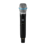 Shure SLXD24+ wireless handheld system with Beta 87A supercardioid condenser microphone capsule detail