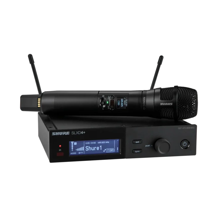 Shure SLXD24+ digital wireless handheld microphone system with Nexadyne 8/C cardioid dynamic microphone capsule
