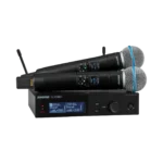 Shure SLXD24D dual wireless microphone system with two B58 handheld transmitters and receiver