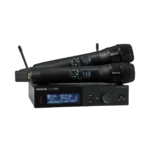 Shure SLXD24D dual wireless microphone system with two Nexadyne 8/C handheld transmitters and receiver
