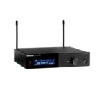 Shure SLXD4+ digital wireless receiver front panel with LCD display and control buttons