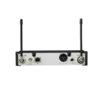 Shure SLXD4+ digital wireless receiver showing rear panel connections and antenna inputs