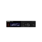 Shure SLXD4+ digital wireless receiver shown from side profile with antenna and connection ports visible