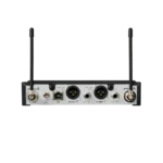 Shure SLXD4D+ wireless receiver rear panel showing XLR outputs and antenna connections