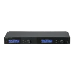 Shure SLXD4QDAN+ quad channel wireless receiver with Dante audio networking front panel view