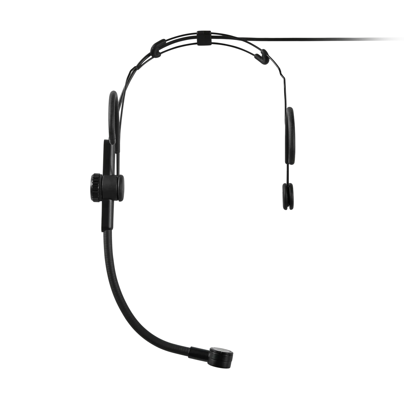 Shure SM39 Cardioid Headset Microphone Front View Shure SM39 cardioid singing headset microphone with TA4F connector, black finish, front angle view