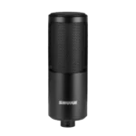 Shure SM4 condenser microphone showing capsule and shock mount detail