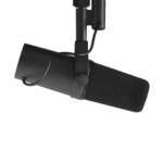Shure SM7B dynamic microphone showing professional capsule design and shock mount system