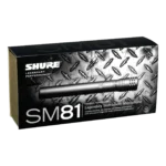 Shure SM81 condenser instrument microphone mounted on drum kit recording setup