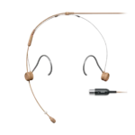 Shure TH53 TwinPlex subminiature headset microphone in cocoa color, front view with boom arm