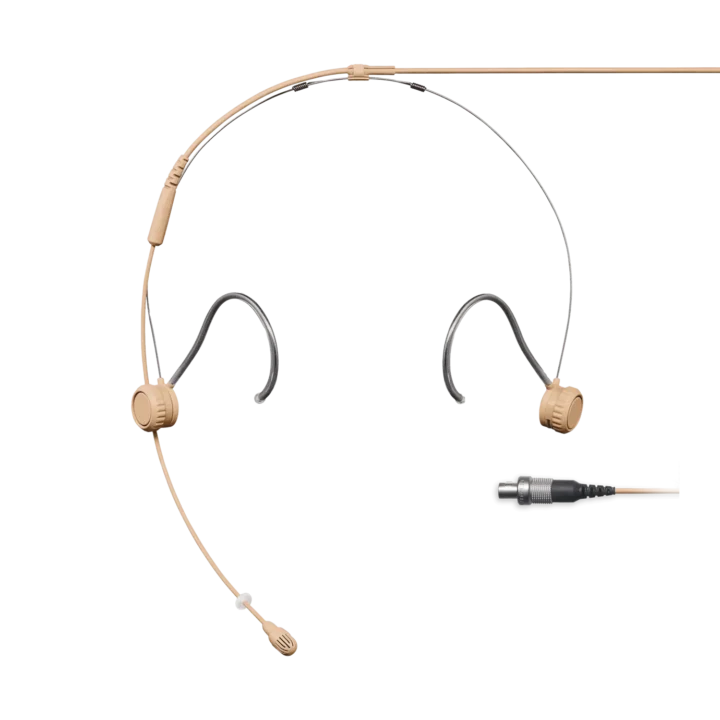 Shure TH53 TwinPlex subminiature headset microphone in tan color with flexible boom arm