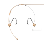 Shure TH53 TwinPlex subminiature headset microphone in tan color, front view with boom arm