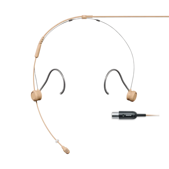 Shure TH53 TwinPlex subminiature headset microphone in tan color, front view