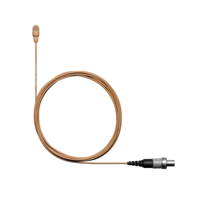 Shure TL45 TwinPlex subminiature lavalier microphone in cocoa color, front view