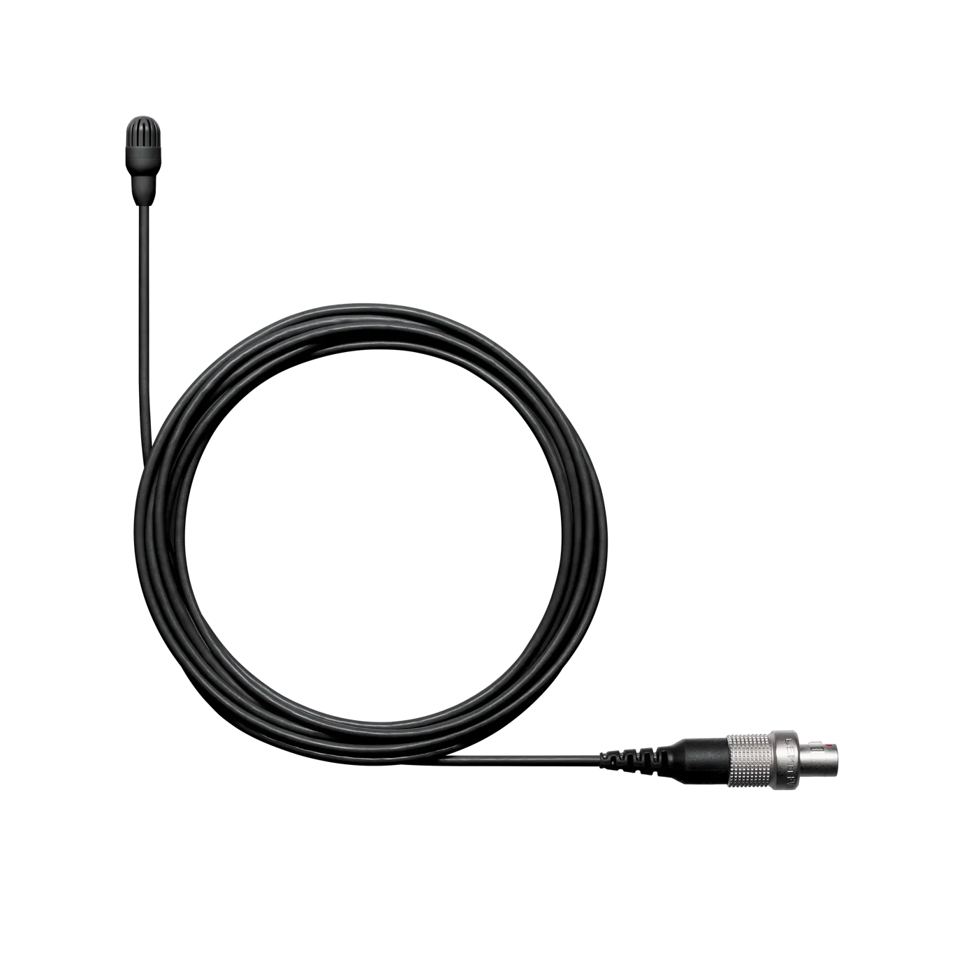 Shure TL46 TwinPlex Subminiature Lavalier Microphone Black Shure TL46 TwinPlex subminiature lavalier microphone with LEMO connector, black finish front view