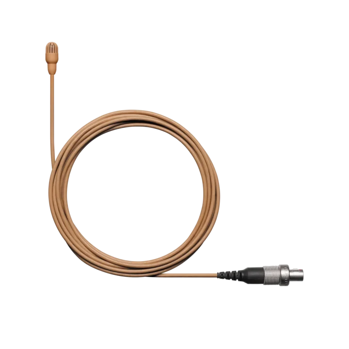 Shure TL47 TwinPlex subminiature lavalier microphone in cocoa color, front view