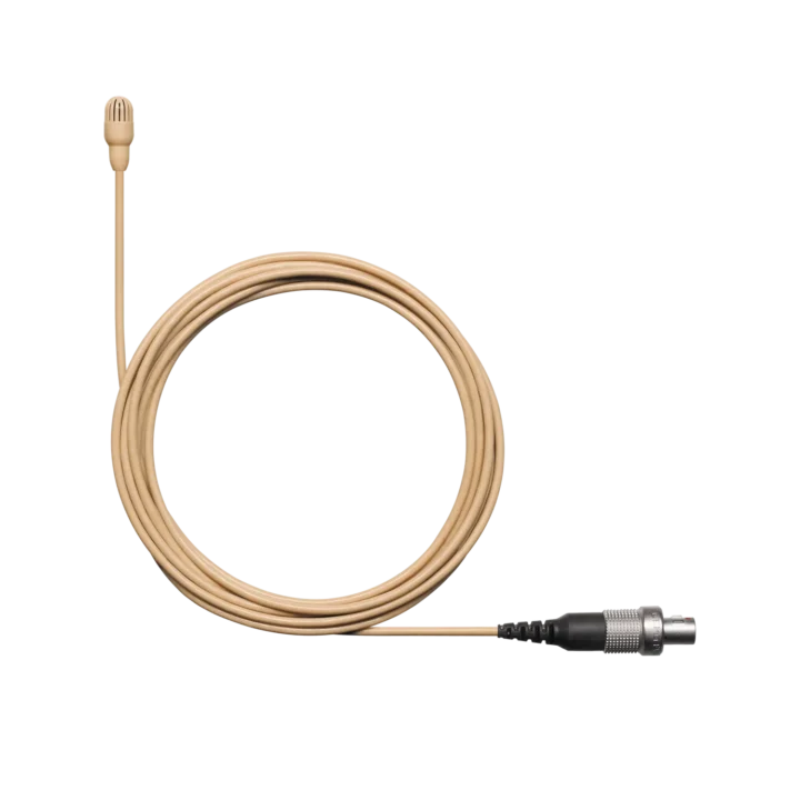 Shure TL47 TwinPlex subminiature lavalier microphone in tan color with omnidirectional capsule