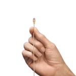 Shure TL47 TwinPlex subminiature lavalier microphone in tan color showing capsule and cable detail