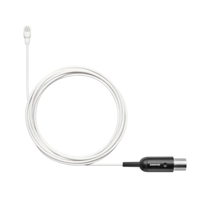 Shure TL47 TwinPlex subminiature lavalier microphone in white with omnidirectional capsule