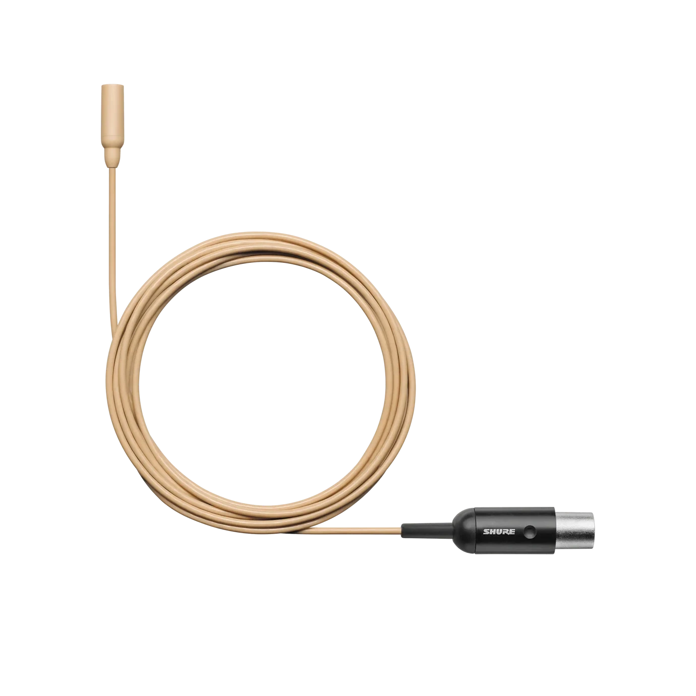 Shure TL48 TwinPlex Subminiature Lavalier Microphone Tan Shure TL48 TwinPlex subminiature lavalier microphone in tan color, front view