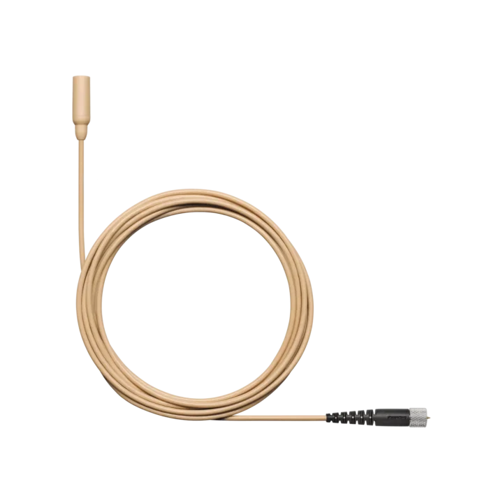 Shure TL48 TwinPlex subminiature lavalier microphone in tan color, front view