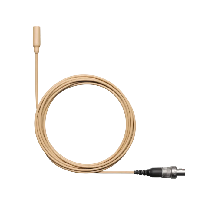 Shure TL48 TwinPlex subminiature lavalier microphone in tan color with omnidirectional capsule