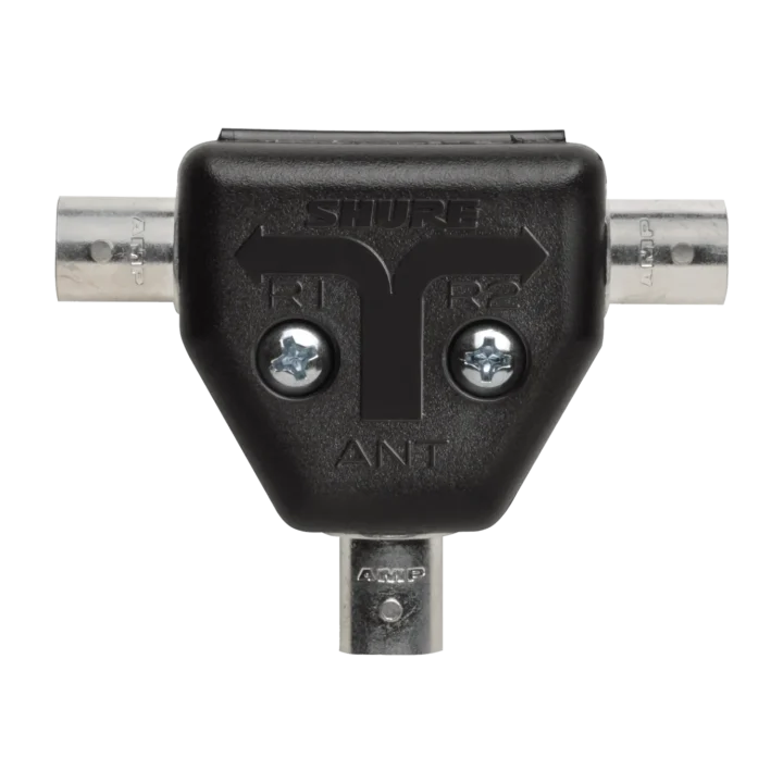 Shure UA221 passive antenna splitter with input and output connectors, front view