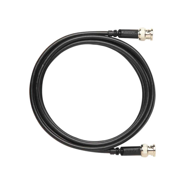Shure UA806 coaxial cable with connectors displayed on white background