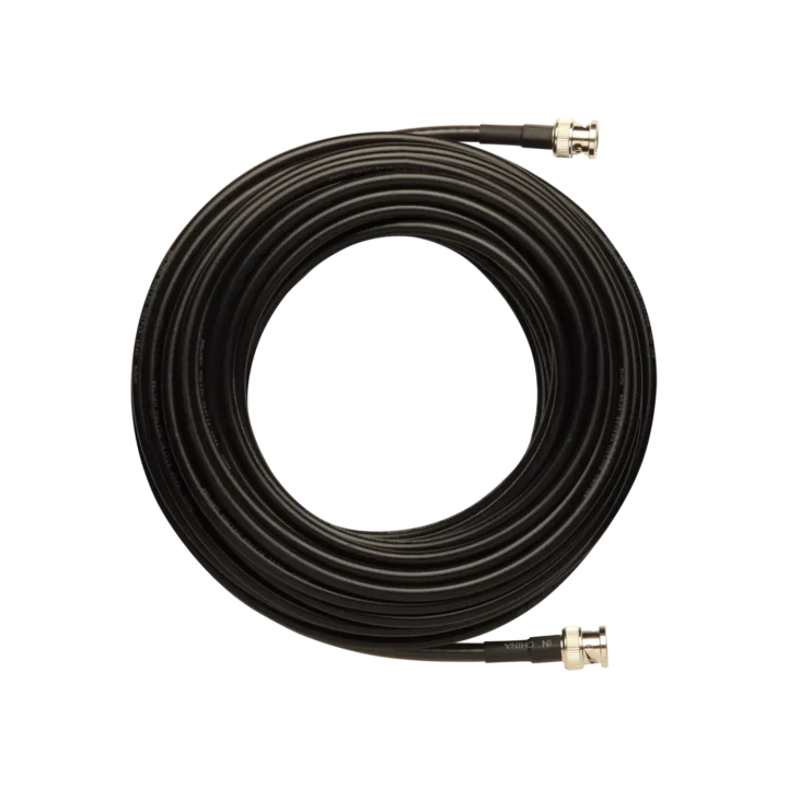 Shure UA8100 coaxial cable with connectors displayed on white background