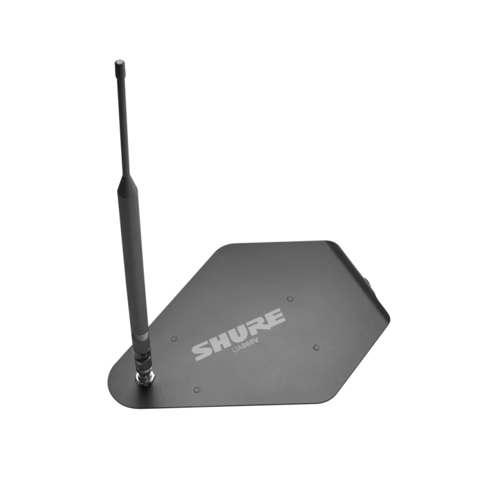 Shure UA860V omnidirectional antenna with black finish and mounting base assembly