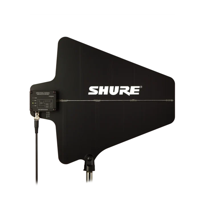 Shure UA874 active directional antenna with 470-698MHz frequency range, front view showing antenna element