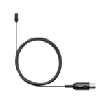 Shure UL4 UniPlex cardioid lavalier microphone with MTQG connector, black finish, close-up detail