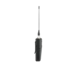 Shure ULXD1 digital bodypack transmitter showing front panel controls and LCD display screen