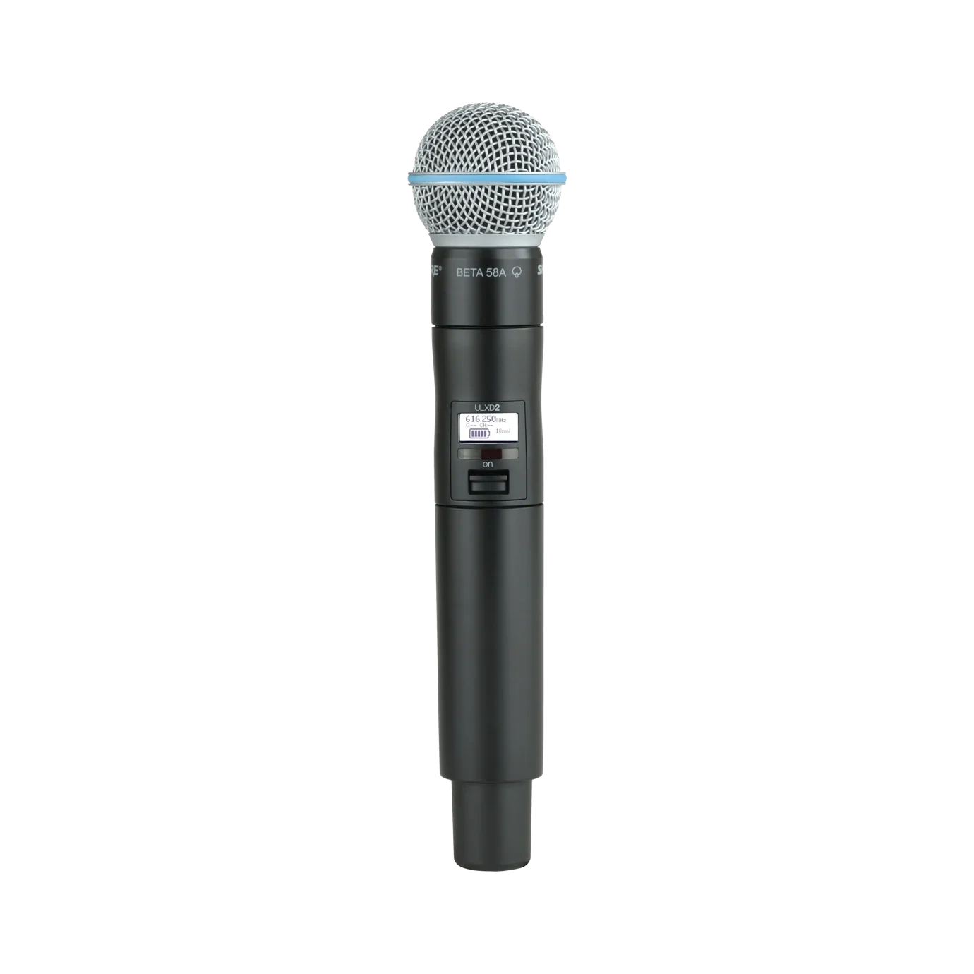Shure ULXD2 B58 Digital Wireless Microphone Transmitter Shure ULXD2 B58 digital handheld wireless microphone transmitter with Beta 58A capsule, front view
