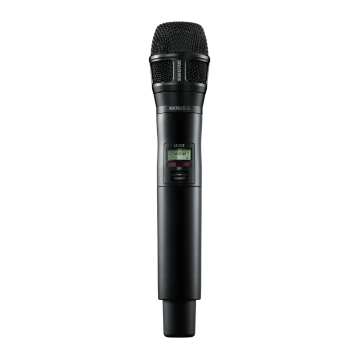 Shure ULXD2/N8S digital handheld wireless microphone transmitter with Nexadyne 8/S capsule front view