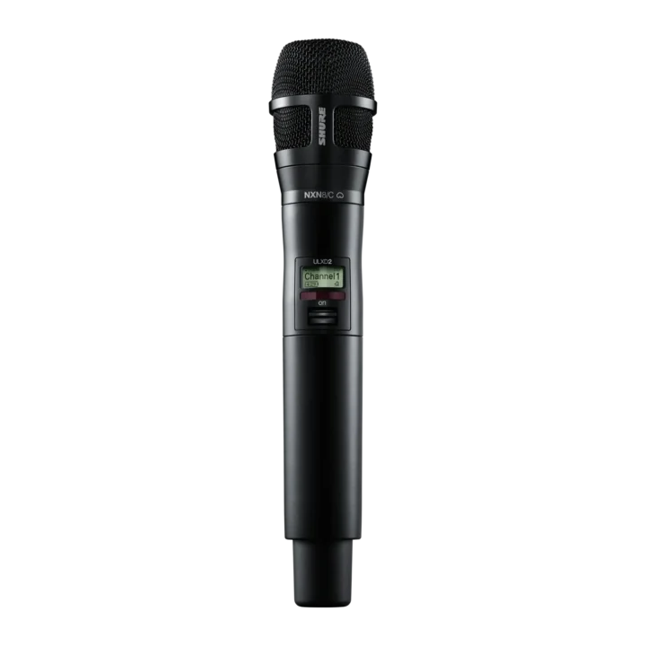 Shure ULXD2 digital handheld transmitter with Nexadyne 8/C capsule, front view