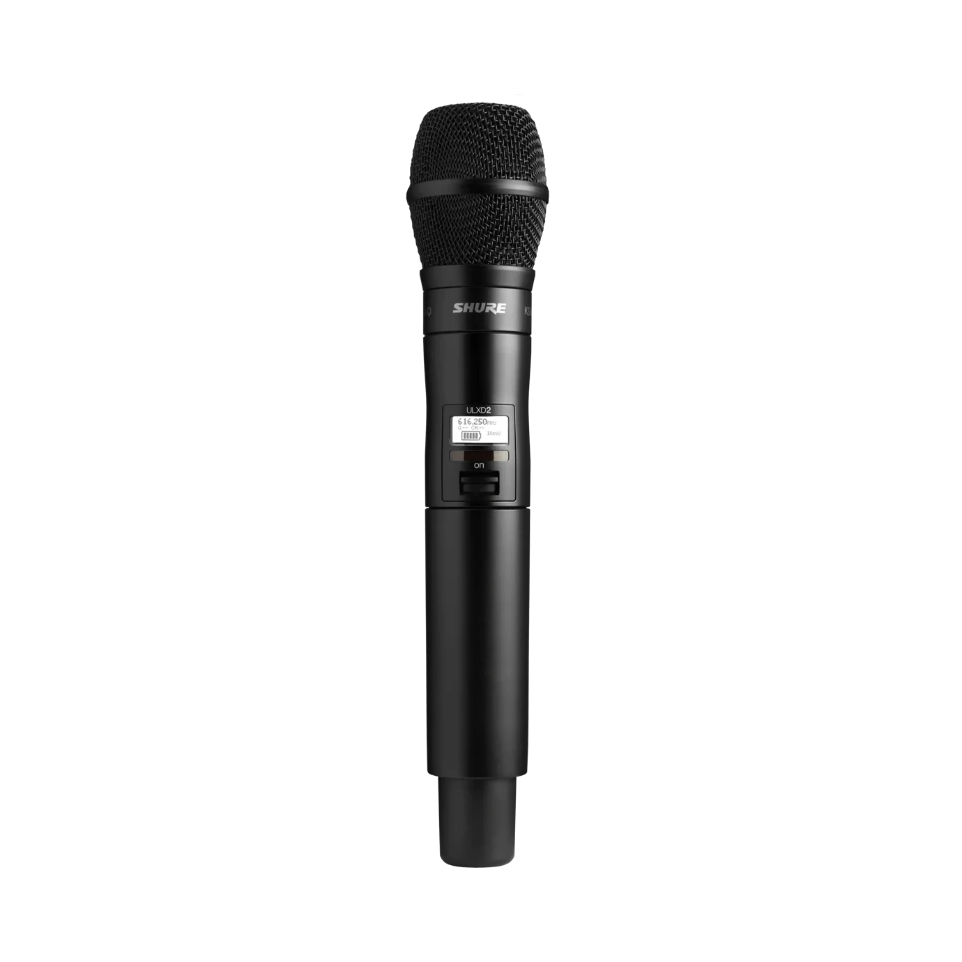 Shure ULXD2 KSM9 Digital Handheld Wireless Microphone Transmitter Shure ULXD2 KSM9 digital handheld wireless microphone transmitter with professional capsule front view