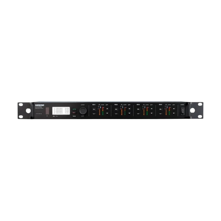 Shure ULXD4Q quad-channel digital wireless receiver with four XLR outputs and LCD display