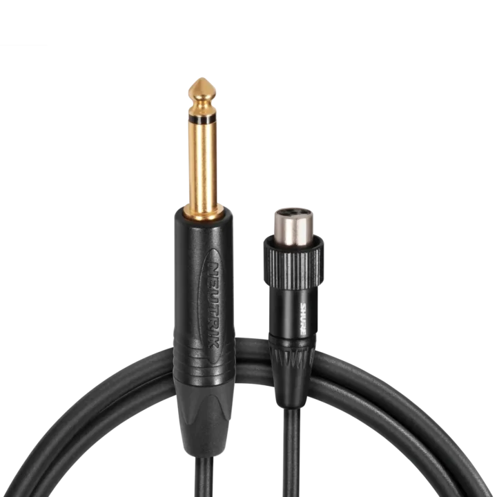 Shure WA305 premium guitar and bass cable with locking thread connector front view