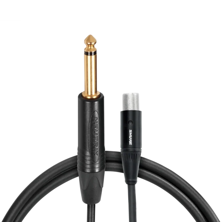 Shure WA306 professional instrument cable with XLR connectors and coiled design