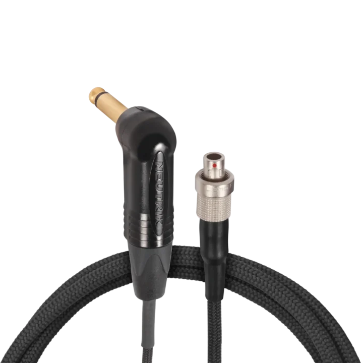Shure WA309 right-angle LEMO connector instrument cable with black jacket and gold-plated connectors