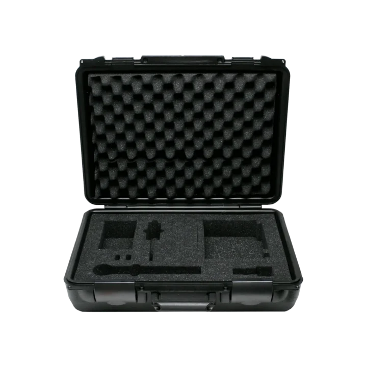 Shure WA610 hard carrying case with protective latches and handle, front view