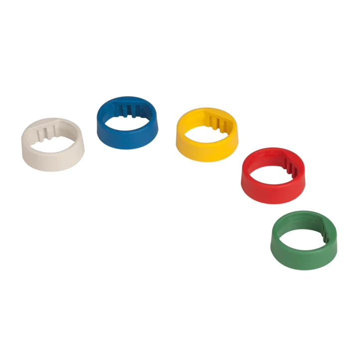 Shure WA616M ID Rings set showing color-coded identification bands for wireless microphone systems