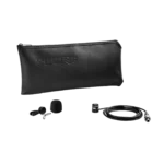 Shure WL184M supercardioid lavalier microphone with black finish and LEMO connector detail view