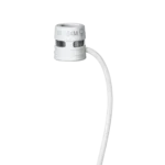 Shure WL184M white supercardioid lavalier microphone with LEMO connector front view